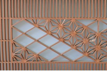 アンティーク建具　片面ガラス　上品な和の空間を演出する組子欄間1枚(明かり取り、明り取り、フィックス窓)(R-065004)