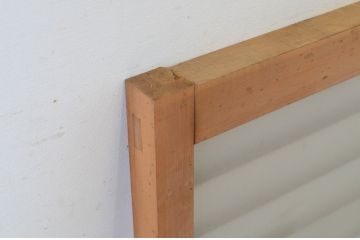 ビンテージ建具　どこか懐かしい雰囲気を感じる横格子入りの明かり取り1枚(フィックス窓、ガラス欄間、明り取り、ヴィンテージ)(R-065005)