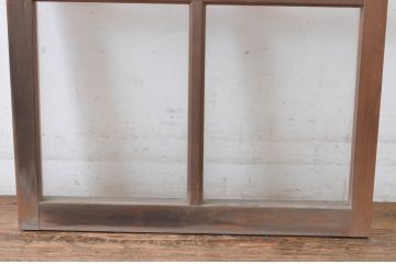 アンティーク建具　レトロな雰囲気が魅力的な窓タイプのスクエア型明かり取り1枚(ガラス欄間、明り取り)(R-065006)