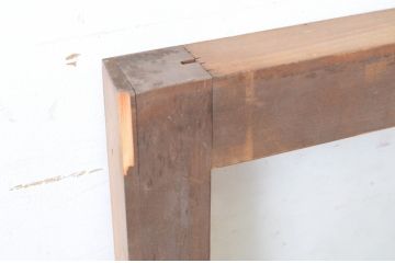 アンティーク建具　レトロな雰囲気が魅力的な窓タイプのスクエア型明かり取り1枚(ガラス欄間、明り取り)(R-065006)