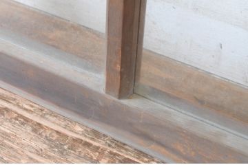 アンティーク建具　レトロな雰囲気が魅力的な窓タイプのスクエア型明かり取り1枚(ガラス欄間、明り取り)(R-065006)