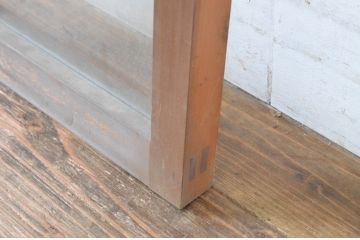 アンティーク建具　レトロな雰囲気が魅力的な窓タイプのスクエア型明かり取り1枚(ガラス欄間、明り取り)(R-065006)