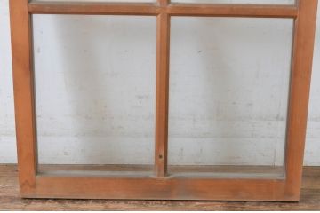 アンティーク建具　レトロな雰囲気が魅力的な窓タイプのスクエア型明かり取り1枚(ガラス欄間、明り取り)(R-065006)