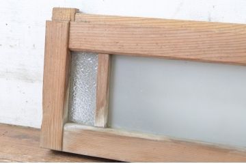 アンティーク建具　極小サイズ　経年によって増した味わいが魅力的な横長窓2枚セット(明かり取り、明り取り、ガラス戸)(R-065007)