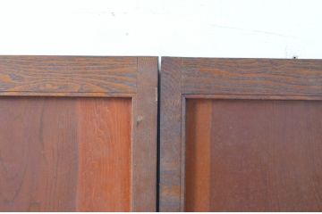 アンティーク建具　タモ材枠　落ち着いた色味が味わい深いシンプルな板戸窓4枚セット(引き戸)(R-065008)