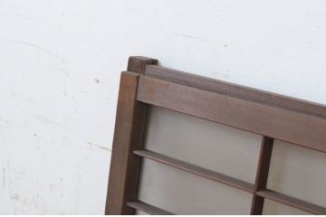 アンティーク建具　レトロな空間づくりにおすすめな格子入りのガラス窓2枚セット(明かり取り、明り取り、ガラス戸、格子戸、引き戸)(R-065011)