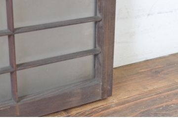 アンティーク建具　レトロな空間づくりにおすすめな格子入りのガラス窓2枚セット(明かり取り、明り取り、ガラス戸、格子戸、引き戸)(R-065011)