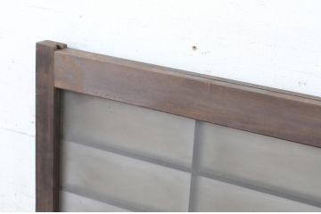 アンティーク建具　レトロな空間づくりにおすすめな格子入りのガラス窓2枚セット(明かり取り、明り取り、ガラス戸、格子戸、引き戸)(R-065011)