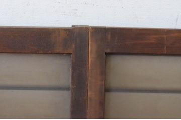 アンティーク建具　レトロな空間づくりにおすすめな格子入りのガラス窓2枚セット(明かり取り、明り取り、ガラス戸、格子戸、引き戸)(R-065012)