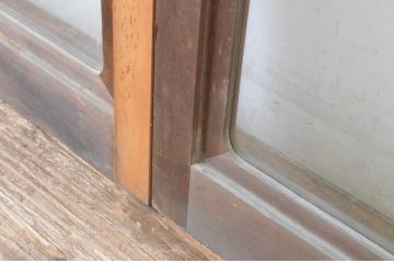 ビンテージ建具　シンプルなデザインが取り入れやすいガラス窓2枚セット(引き戸、ガラス戸、ヴィンテージ)(R-065014)