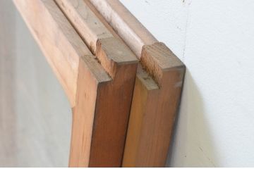 ビンテージ建具　シンプルなデザインが取り入れやすいガラス窓2枚セット(引き戸、ガラス戸、ヴィンテージ)(R-065014)