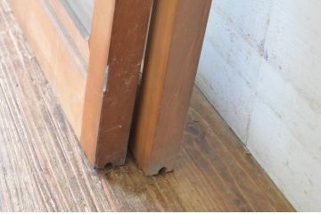 ビンテージ建具　シンプルなデザインが取り入れやすいガラス窓2枚セット(引き戸、ガラス戸、ヴィンテージ)(R-065014)