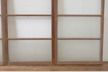 アンティーク建具　どこか懐かしい雰囲気を感じる横桟のガラス窓4枚セット(引き戸、ガラス戸)(R-065015)