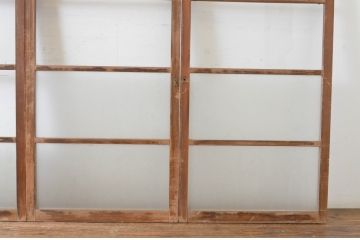 アンティーク建具　どこか懐かしい雰囲気を感じる横桟のガラス窓4枚セット(引き戸、ガラス戸)(R-065015)