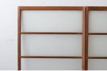 アンティーク建具　どこか懐かしい雰囲気を感じる横桟のガラス窓2枚セット(引き戸、ガラス戸)(R-065016)