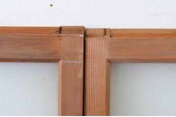 アンティーク建具　どこか懐かしい雰囲気を感じる横桟のガラス窓2枚セット(引き戸、ガラス戸)(R-065016)