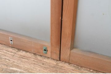 アンティーク建具　どこか懐かしい雰囲気を感じる横桟のガラス窓2枚セット(引き戸、ガラス戸)(R-065016)