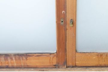 ビンテージ建具　シンプルでどんなお部屋にも合わせやすい大判ガラスの窓4枚セット(引き戸、ガラス戸、ヴィンテージ)(R-065017)