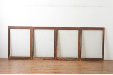 ビンテージ建具　シンプルでどんなお部屋にも合わせやすい大判ガラスの窓4枚セット(引き戸、ガラス戸、ヴィンテージ)(R-065018)