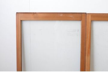 ビンテージ建具　シンプルでどんなお部屋にも合わせやすい大判ガラスの窓4枚セット(引き戸、ガラス戸、ヴィンテージ)(R-065018)