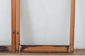 ビンテージ建具　シンプルでどんなお部屋にも合わせやすい大判ガラスの窓4枚セット(引き戸、ガラス戸、ヴィンテージ)(R-065018)