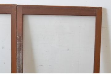 ビンテージ建具　シンプルでどんなお部屋にも合わせやすい大判ガラスの窓2枚セット(引き戸、ガラス戸、ヴィンテージ)(R-065019)