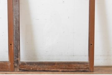 ビンテージ建具　シンプルでどんなお部屋にも合わせやすい大判ガラスの窓2枚セット(引き戸、ガラス戸、ヴィンテージ)(R-065019)