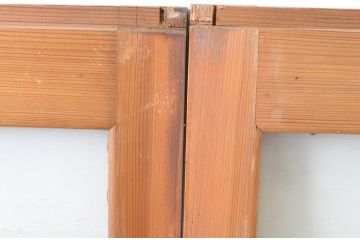 ビンテージ建具　シンプルでどんなお部屋にも合わせやすい大判ガラスの窓2枚セット(引き戸、ガラス戸、ヴィンテージ)(R-065019)