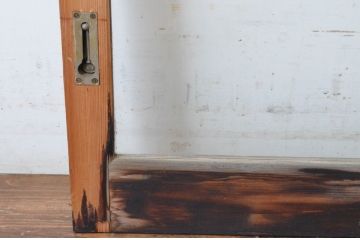 ビンテージ建具　シンプルでどんなお部屋にも合わせやすい大判ガラスの窓2枚セット(引き戸、ガラス戸、ヴィンテージ)(R-065019)