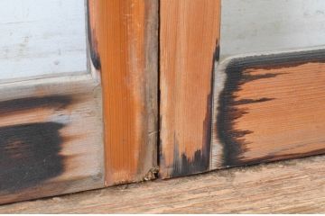 ビンテージ建具　シンプルでどんなお部屋にも合わせやすい大判ガラスの窓2枚セット(引き戸、ガラス戸、ヴィンテージ)(R-065019)