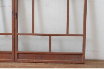 アンティーク建具　大正ロマン　ノスタルジックな雰囲気を醸し出すガラス窓2枚セット(ガラス戸、引き戸)(R-065025)