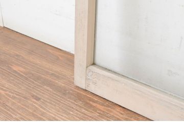 アンティーク建具　ペイント仕上げ限定　シンプルなデザインでどんなお部屋にも取り入れやすいガラス窓2枚セット(ガラス戸、引き戸)(R-065026)