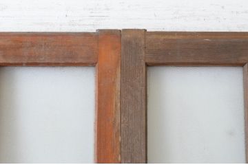 アンティーク建具　レトロな雰囲気づくりにおすすめのシンプルな玄関戸2枚セット(ガラス戸、引き戸)(R-065028)