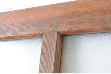 アンティーク建具　レトロな雰囲気づくりにおすすめのシンプルな玄関戸2枚セット(ガラス戸、引き戸)(R-065028)