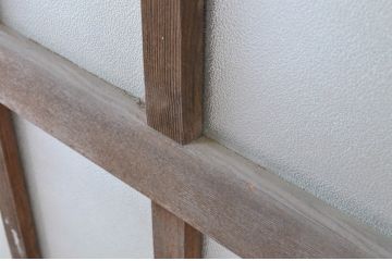 アンティーク建具　レトロな雰囲気づくりにおすすめのシンプルな玄関戸2枚セット(ガラス戸、引き戸)(R-065028)