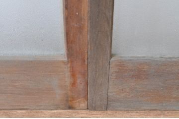 アンティーク建具　レトロな雰囲気づくりにおすすめのシンプルな玄関戸2枚セット(ガラス戸、引き戸)(R-065028)