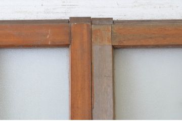 アンティーク建具　レトロな雰囲気づくりにおすすめのシンプルな玄関戸2枚セット(ガラス戸、引き戸)(R-065028)