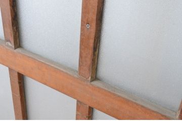 アンティーク建具　レトロな雰囲気づくりにおすすめのシンプルな玄関戸2枚セット(ガラス戸、引き戸)(R-065028)