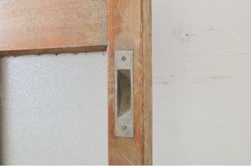 アンティーク建具　レトロな雰囲気づくりにおすすめのシンプルな玄関戸2枚セット(ガラス戸、引き戸)(R-065028)
