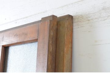 アンティーク建具　レトロな雰囲気づくりにおすすめのシンプルな玄関戸2枚セット(ガラス戸、引き戸)(R-065028)