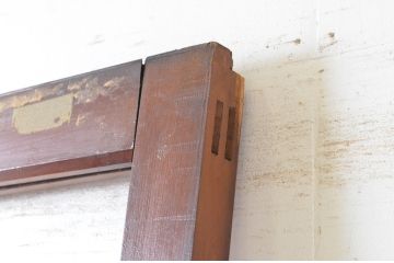 アンティーク建具　上品な印象のモールディングが素敵なドア1枚(ガラス戸、ガラス扉)(R-065029)