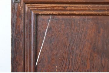 アンティーク建具　上品な印象のモールディングが素敵なドア1枚(ガラス戸、ガラス扉)(R-065029)