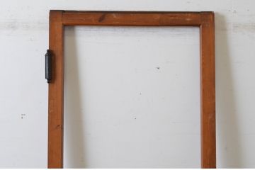 アンティーク建具　上品な印象のモールディングが素敵なドア1枚(ガラス戸、ガラス扉)(R-065029)