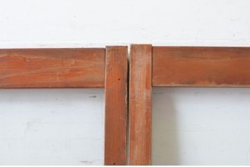 アンティーク建具　レトロなモールガラス入りのガラス窓2枚セット(引き戸、ガラス戸)(R-065034)
