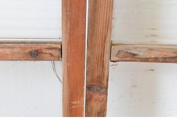 アンティーク建具　レトロなモールガラス入りのガラス窓2枚セット(引き戸、ガラス戸)(R-065034)
