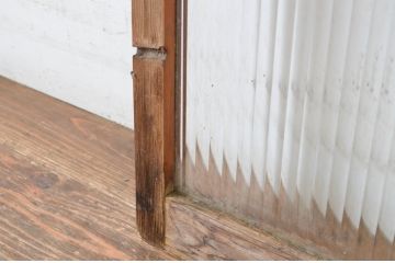 アンティーク建具　レトロなモールガラス入りのガラス窓2枚セット(引き戸、ガラス戸)(R-065034)
