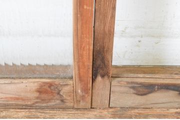 アンティーク建具　レトロなモールガラス入りのガラス窓2枚セット(引き戸、ガラス戸)(R-065034)
