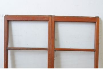 アンティーク建具　レトロなモールガラス入りのガラス窓2枚セット(引き戸、ガラス戸)(R-065034)