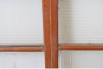 アンティーク建具　レトロなモールガラス入りのガラス窓2枚セット(引き戸、ガラス戸)(R-065034)