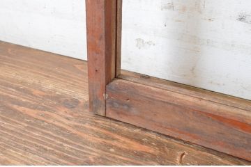 アンティーク建具　レトロなモールガラス入りのガラス窓2枚セット(引き戸、ガラス戸)(R-065034)